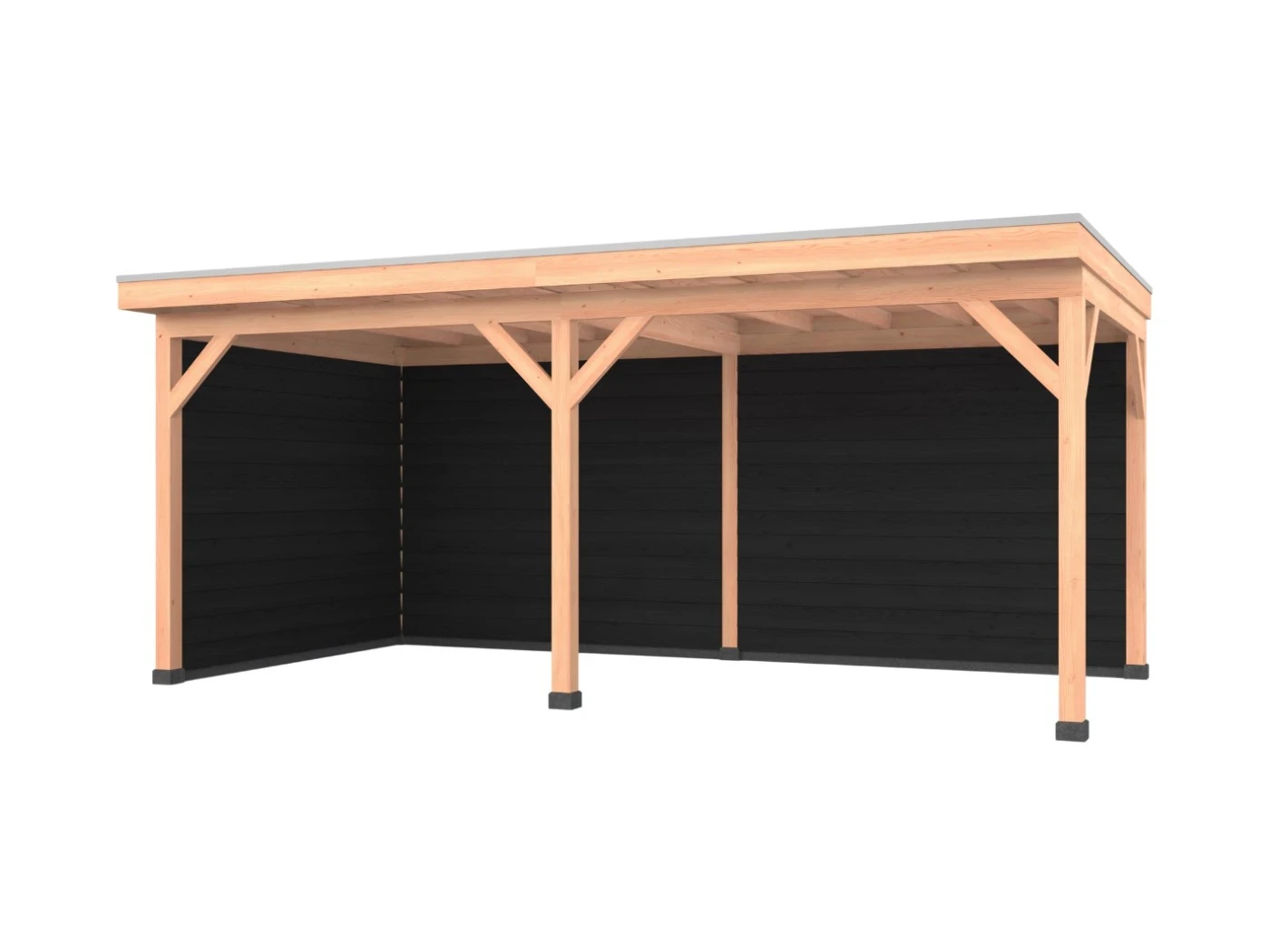 Douglas overkapping, 600 x 300, met achterwand en zijwand, Westwood Comfort Zwart - Afbeelding 1